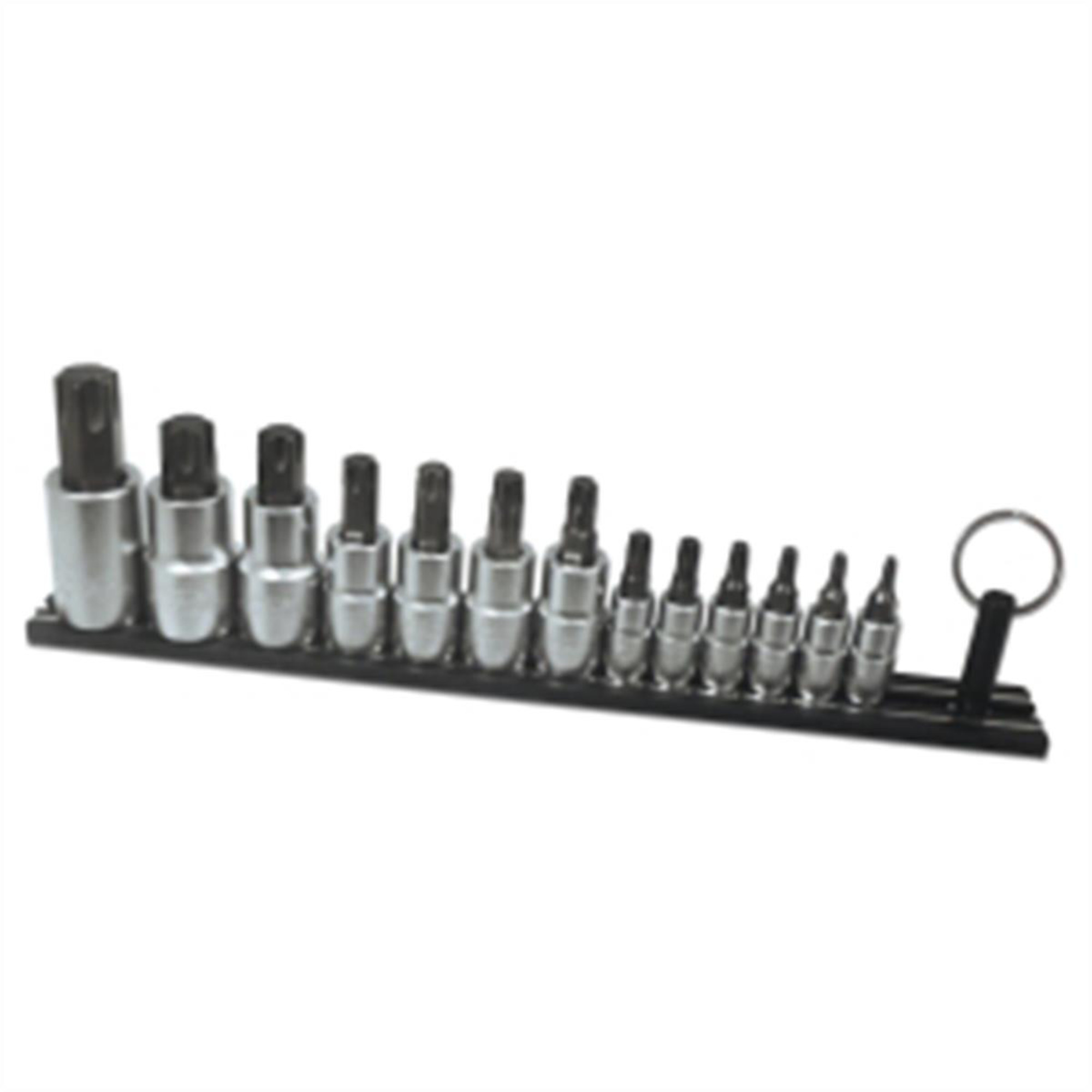 VIM Tools 13-Piece Torx Driver Set — T10 to T70, S2 Steel, Satin Chrome Sockets, Gun Metal Grey Bits, Model# VIMTMS-TORX